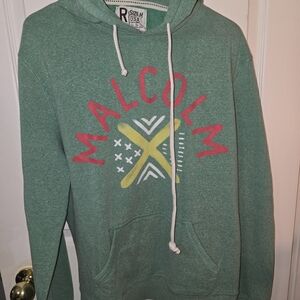 Roots Of Fight Malcolm X Hoodie Size Medium Green Graphic Hoodie